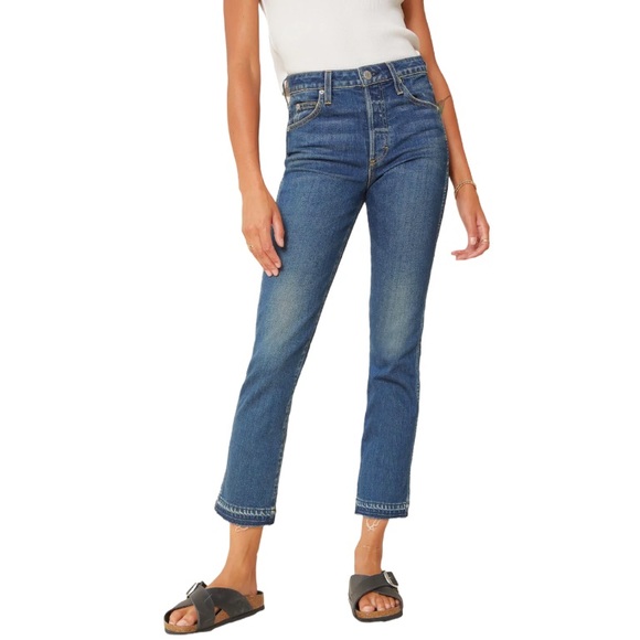 AMO Denim - AMO The Babe High Rise Crop Jean Release Hem True Blue Wash